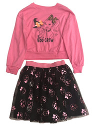 Jojo Siwa Girls Pink Boo Crew Halloween Outfit Sweatshirt & Skirt Set