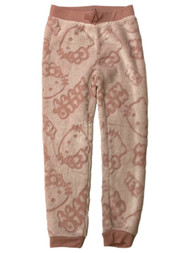 Girls Plush Pink Hello Kitty Cat Joggers Sweat Pants