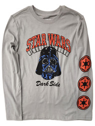 Star Wars Boys Gray Darth Vader Dark Side Long Sleeve T-Shirt Tee Shirt