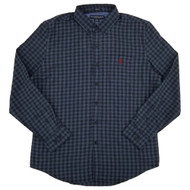 U.S. Polo Assn. Mens Navy Blue Check Long Sleeve Button-Down Flannel Shirt
