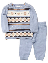 Carters Infant Boys Blue Sweater Set Long Sleeve Top & Pant Outfit Set