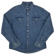 IZOD Mens Medium Indigo Wash Long Sleeve Slim Fit Button-Down Shirt