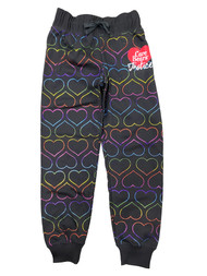 Justice Girls Care Bears Foil Heart Joggers Black Fleece Sweatpants Sweats