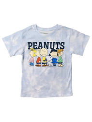 Peanuts Girls Blue Tie-Dye Peanuts Snoopy, Charlie and Lucy T-Shirt Shirt