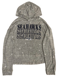 Womens Gray Seattle Seahawks Hoodie Hooded Tee Shirt T-shirt