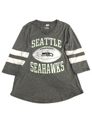 Womens Gray & White Seattle Seahawks 3/4 Sleeve Tee Shirt T-shirt
