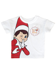 Infant Boys White Elf On The Shelf Christmas Holiday Tee T-Shirt 12 Months