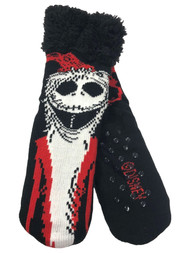 Nightmare Before Christmas Womens Black Sherpa Jack Skellington Slipper Socks