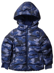 Infant & Toddler Boys Blue Camouflage Puffer Jacket Hooded Coat