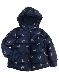 Infant & Toddler Girls Blue Rainbow Print Hooded Ski Jacket Puffer Coat