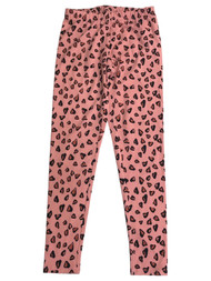 Womens (Jrs) Pink Leopard Heart Valentines Day Leggings Stretch Pants