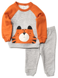 Carters Infant Boys Gray & Orange Tiger Sweatshirt & Pant Outfit Set