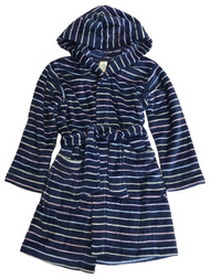 Girls Soft Plush Blue Rainbow Stripe Robe House Coat