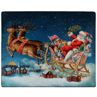 Warm Wishes Collection Santa Sleigh Royal Plush Raschel Throw Blanket, 50" X 60"