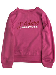 Girls Pink I Adore Christmas Holiday Sweatshirt Sweat Shirt