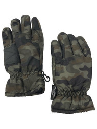 Boys Green & Brown Camo Waterproof Snow & Ski Gloves S/M
