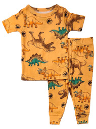 Infant Boys Orange Knit Jurassic World Dinosaur Print Pajamas Set