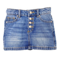 Wonder Nation Girls Blue Denim Skirt Snap Buttons Elastic Waist