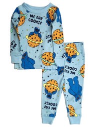 Sesame Street Infant Boys Blue Cookie Monster Cotton Pajamas Sleep Set