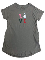 Womens Gray Christmas Gnome Love Holiday Nightgown Sleepshirt Sleep Shirt