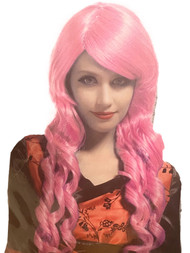 Halloween Womens Curly Pink Cosplay Long Wig