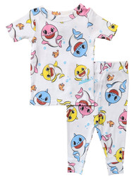 Infant & Toddler Boys Baby Shark Snug Fit White 2 Piece Pajama Set