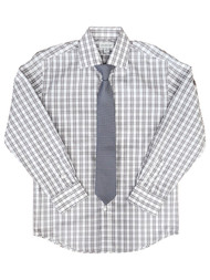 Collection Boys White & Gray Button-Down Dress Shirt & Clip-On Tie