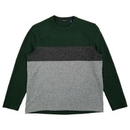 IZOD Mens Dark Ivy Heather Colorblock Long Sleeve Fleece Crewneck Sweater Large