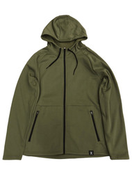 Xersion Mens Olive Green Performance Fleece Zip Front Hoodie Sweatshirt Medium