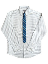 Van Heusen Boys White & Aqua Check Flex Long Sleeve Button Shirt