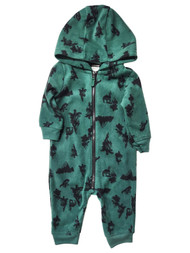 Carters Infant Boys Green Fleece Hooded Front Zip Jumpsuit Coverall Outfit 9m