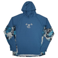 TrueTimber Mens Blue Stellar/Rift Ragewater Performance Fishing Hoodie Shirt L