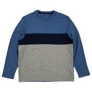 IZOD Mens Classic Blue Colorblock Long Sleeve Fleece Crewneck Sweatshirt Large