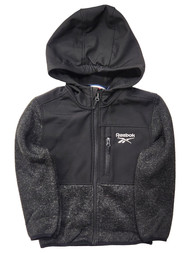 Reebok Boys Black Polar Fleece Full Zip Front Jacket Sweatshirt