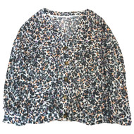 Womens Soft Purple & Orange Leopard Print Cardigan Sweater Pajama Top