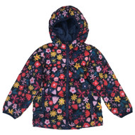 Infant & Toddler Girls Blue Floral Print Hooded Ski Jacket Packable Coat
