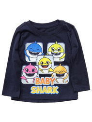 Toddler Boys Navy Blue Baby Shark Long Sleeve T-Shirt Tee Shirt