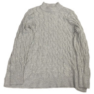 Womens Plus Soft Light Gray Cable Knit Pull-Over Sweater