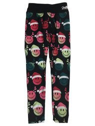 Justice Girls Black Holiday Reindeer Santa Smile Leggings Pants