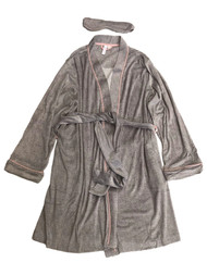 Womens Lightweight Velvety Soft Gray Bathrobe House Coat Bath Robe