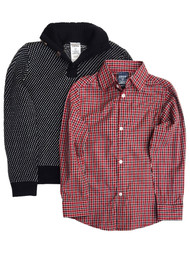 Izod Boys Red & Black Sweater & Plaid Button Down Shirt Set Sweater