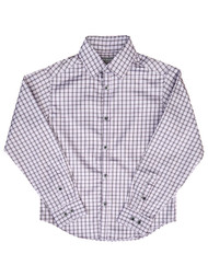 Van Heusen Boys Purple & Gray Plaid Flex Long Sleeve Button Shirt