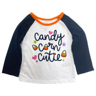 Infant & Toddler Girls Black Long Sleeve Candy Corn Cutie Halloween T-Shirt