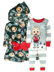 Infant & Toddler Boys Green Plush CoComelon Bath Robe & Pajamas Sleep Set