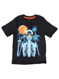 Boys Black Short Sleeve Halloween Sunglass Skeleton T-Shirt Tee Shirt
