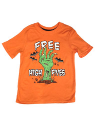 Boys Orange Short Sleeve Halloween Free High Fives T-Shirt Tee Shirt