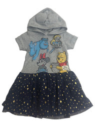 Disney Girls Gray & Blue Pooh Minnie Mouse Sulley Hooded Dress