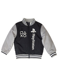 Boys Black, Gray & White Playstation Bomber Jacket Zip Front Coat