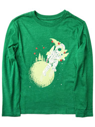 Boys Green Long Sleeve Astronaut Christmas T-Shirt Tee Shirt