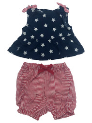 Carters Infant Girls Patriotic Baby Outfit Blue Stars & Stripes Dress